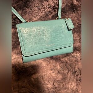 COACH Crossbody Robin’s Egg Blue Purse Wallet
